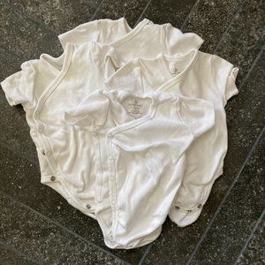 4 pure white Kimono wrap style onesies
